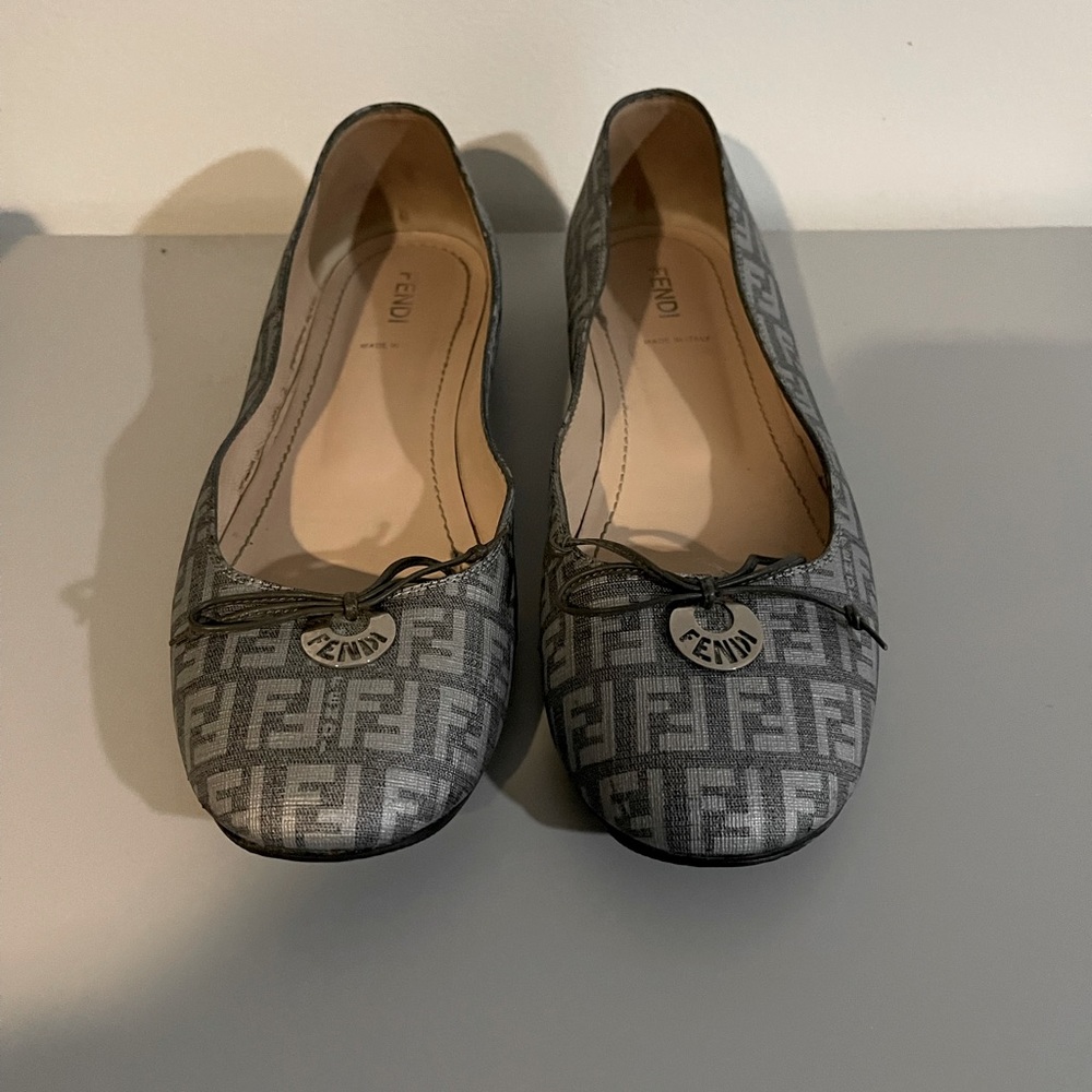 Fendi Logo Canvas Flats